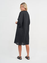 Load image into Gallery viewer, ANNYA LINEN SHIRT DRESS - BLACK