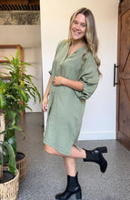 Load image into Gallery viewer, ANNYA LINEN SHIRT DRESS - KHAKI