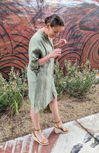 Load image into Gallery viewer, ANNYA LINEN SHIRT DRESS - KHAKI
