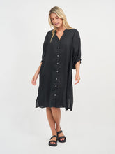 Load image into Gallery viewer, ANNYA LINEN SHIRT DRESS - BLACK