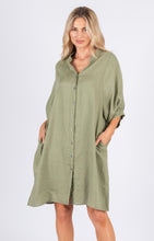 Load image into Gallery viewer, ANNYA LINEN SHIRT DRESS - KHAKI