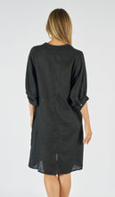 Load image into Gallery viewer, ANNYA LINEN SHIRT DRESS - BLACK