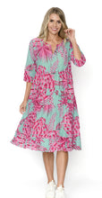 Load image into Gallery viewer, REBECCA MIDI DRESS - TEAL & PINK