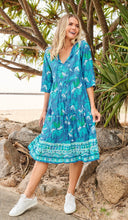 Load image into Gallery viewer, REBECCA MIDI DRESS - SEA WATER