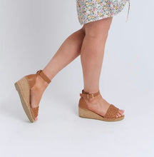Load image into Gallery viewer, SASHA LEATHER TAN WEDGES