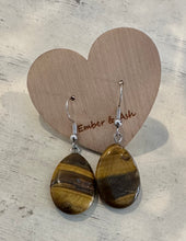 Load image into Gallery viewer, TIGERS EYE STONE WATER DROP EARRINGS