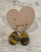 Load image into Gallery viewer, TIGERS EYE STONE WATER DROP EARRINGS