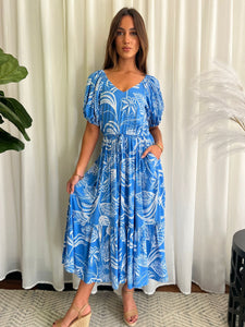 BLOSSOM MIDI DRESS - BLUE