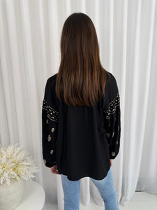 ANDREA BOHO TOP - BLACK