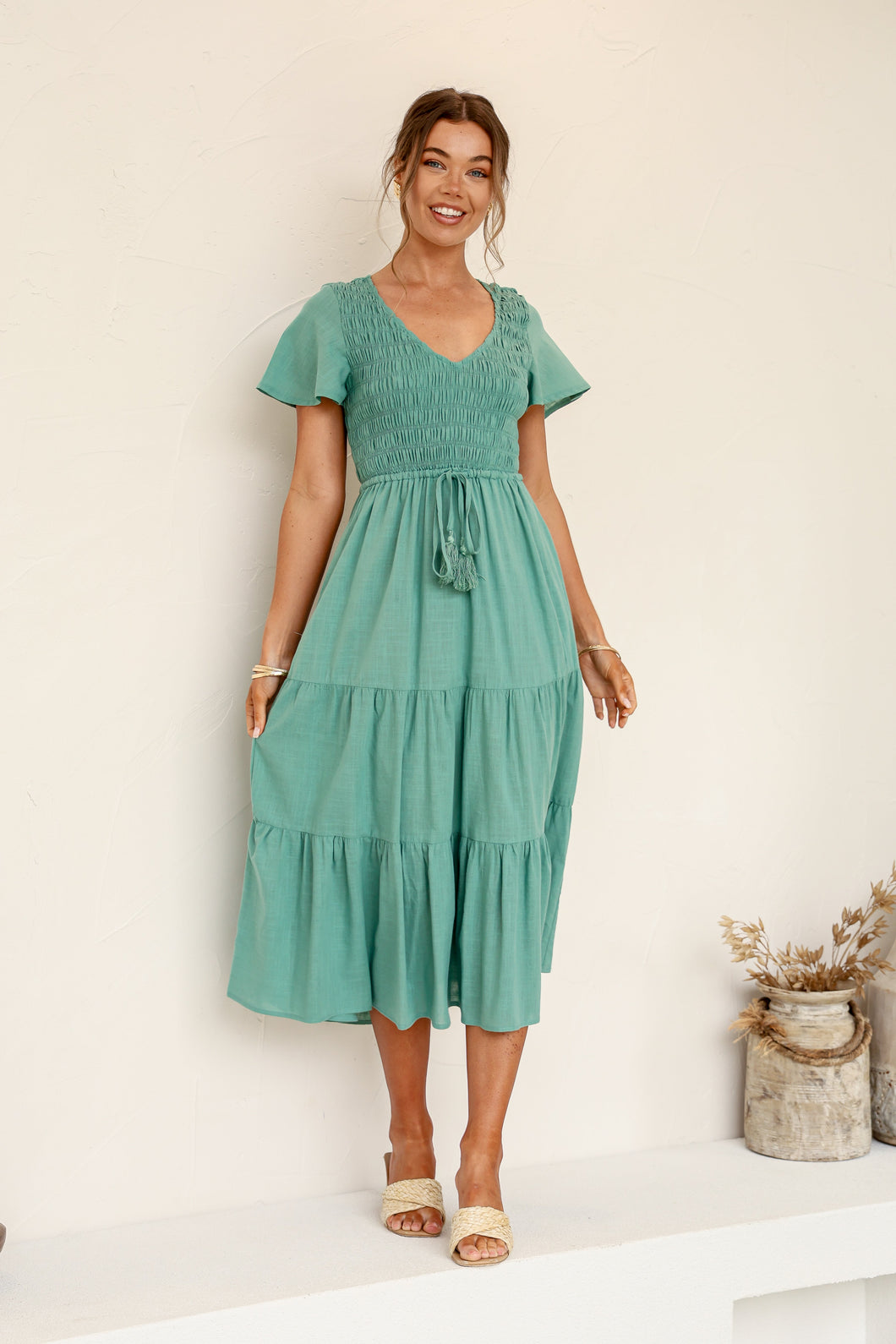 MACY MIDI DRESS - SAGE