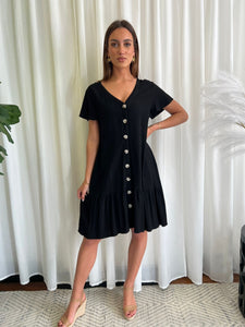 KYLIE LINEN DRESS - BLACK