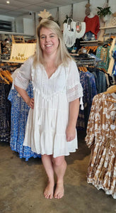 CHELSEY WHITE LACE BOHO DRESS - INDIKAH