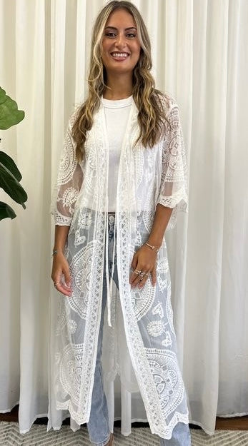 WISH LACE KIMONO - WHITE