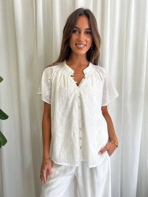 PETAL BRODERIE BLOUSE