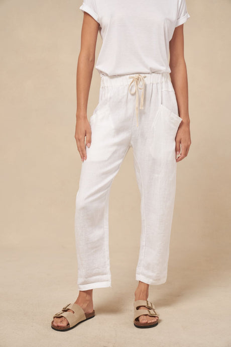 LITTLE LIES LUXE WHITE LINEN PANTS