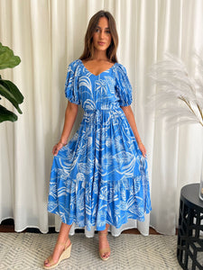 BLOSSOM MIDI DRESS - BLUE