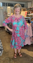 Load image into Gallery viewer, REBECCA MIDI DRESS - TEAL &amp; PINK