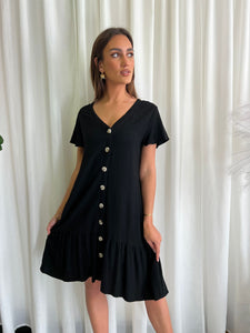 KYLIE LINEN DRESS - BLACK