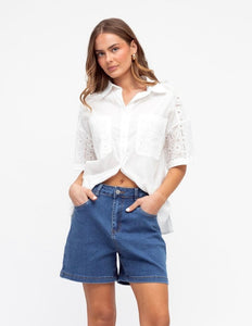 ALYSSA BRODERIE BLOUSE - WHITE