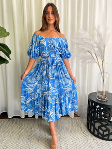 BLOSSOM MIDI DRESS - BLUE