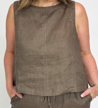 Load image into Gallery viewer, RUBY LINEN CAMI TOP - COFFEE