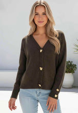 Load image into Gallery viewer, SWEET HEARTS CARDIGAN - BROWN