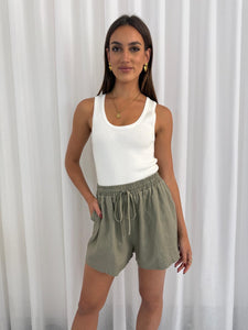 MACI LINEN SHORTS - KHAKI