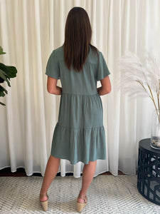 DALIA LINEN DRESS - KHAKI