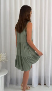 CHARLOTTE KHAKI LINEN DRESS