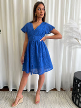 Load image into Gallery viewer, NATALIE BRODERIE ANGLAISE DRESS - BLUE