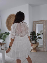 Load image into Gallery viewer, CHELSEY WHITE LACE BOHO DRESS - INDIKAH