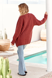 JAASE BARRENJOEY KNIT CARDIGAN - RUST