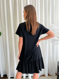 KYLIE LINEN DRESS - BLACK