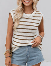 Load image into Gallery viewer, CHARLIE TAN STRIPE KNIT TOP