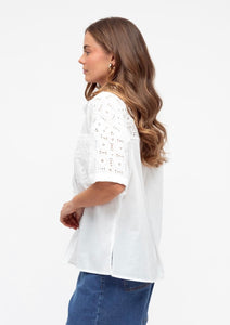 ALYSSA BRODERIE BLOUSE - WHITE