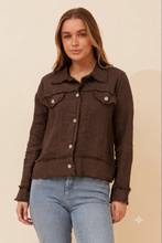 Load image into Gallery viewer, SASKIA ITALIAN LINEN JACKET - BROWN