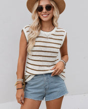 Load image into Gallery viewer, CHARLIE TAN STRIPE KNIT TOP