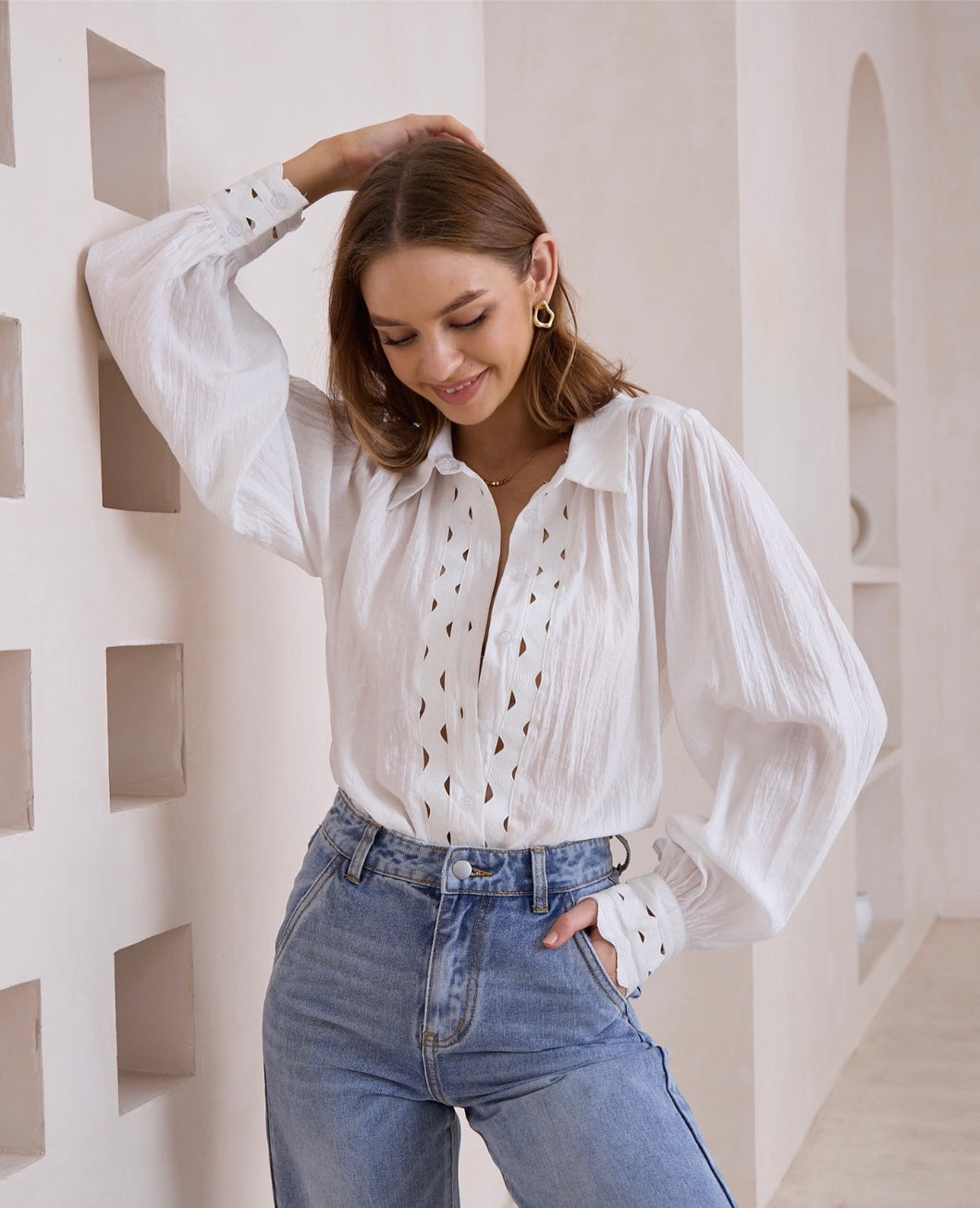 HARRIET BLOUSE - WHITE (generous sizing)