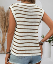 Load image into Gallery viewer, CHARLIE TAN STRIPE KNIT TOP