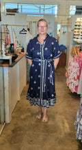 Load image into Gallery viewer, MAURA RIC RAC NAVY MIDI DRESS