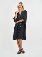 Load image into Gallery viewer, ANNYA LINEN SHIRT DRESS - BLACK
