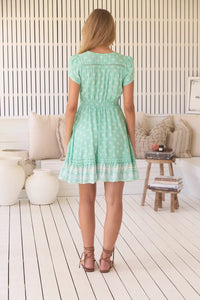 JAASE SEA FOAM CARMEN MINI DRESS