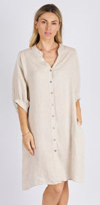 ANNYA LINEN SHIRT DRESS - NATURAL