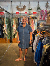 Load image into Gallery viewer, VALE SCALLOPED OVERSIZED DENIM DRESS - MID BLUE WASH