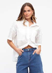 ALYSSA BRODERIE BLOUSE - WHITE