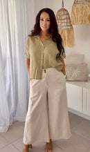 Load image into Gallery viewer, BRONTË KHAKI LINEN SHIRT - LITTLE LIES