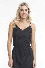 Load image into Gallery viewer, SARA COTTON CAMI SLIP TOP - BLACK