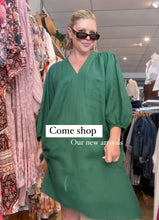 Load image into Gallery viewer, CORA LINEN DRESS - GREEN - SOUL SPARROW