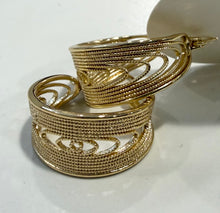 Load image into Gallery viewer, GOLD HAND CARVED HOOP EARRINGS