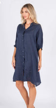 Load image into Gallery viewer, ANNYA LINEN SHIRT DRESS - NAVY